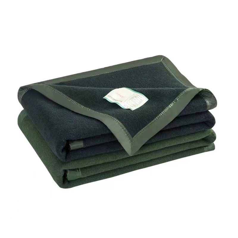 Flood Prevention Emergency Wool Blanket Polyester Blanket Foreign Disaster Relief Military Green Blanket Raschel Civil Reserve Blanket