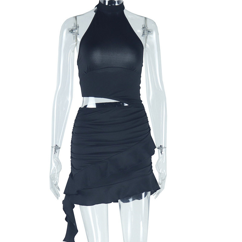 Sleeveless Ruched Dress High Neck Solid Color Elegant Fit Casual Chic for Parties or Everyday Wear Wholesale