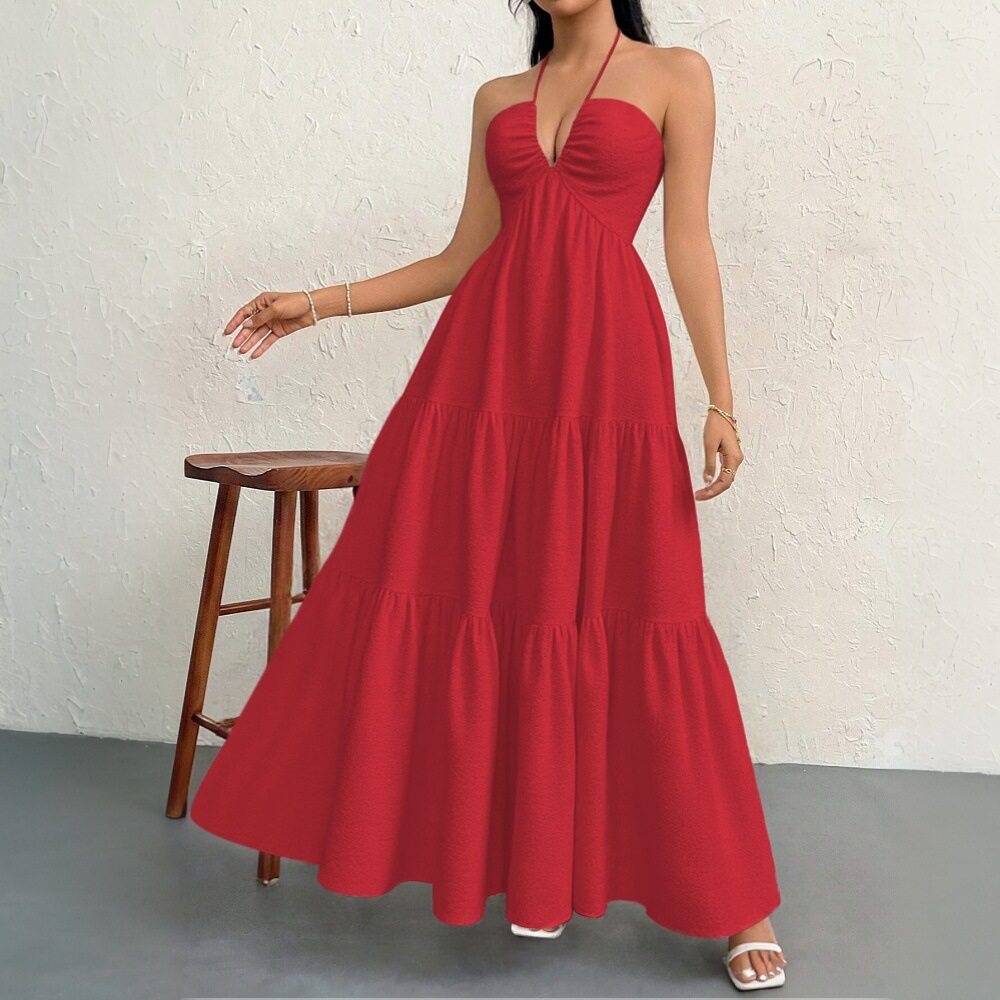 Elegant Womens Beach Maxi Dress Sexy Spaghetti Straps Lightweight Fabric Summer Style Wholesale Available