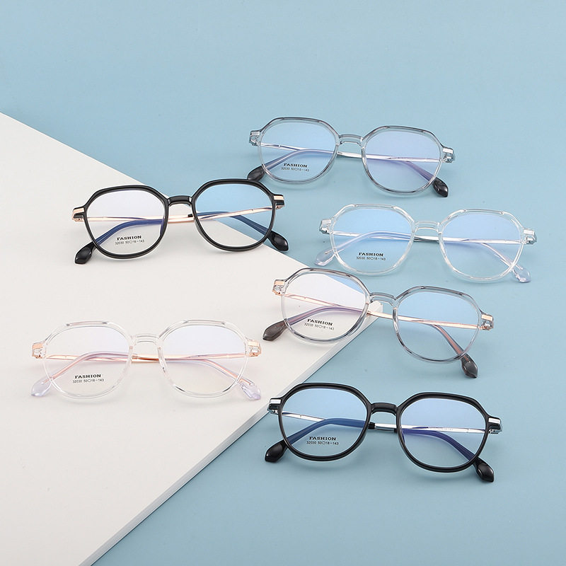 Customized Retro Glasses Frame Tr Glasses Frame Trendy Large Frame Irregular Polygonal Myopia Tr Metal Frame