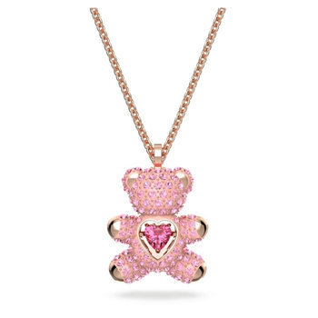 Shijia 1:1 Replica Beating Heart Teddy Bear Necklace for Women with Swarovski Crystal Elements, Small Bear Clavicle Chain Wholesale