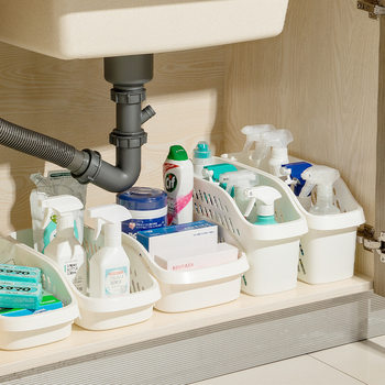 397 Japanese-style cabinet with pulley storage box tableware desktop organizing box storage basket kitchen sink storage basket