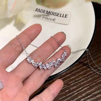 New Wisteria Flower smile online celebrity clavicle chain zircon pendant simple niche flash diamond necklace female jewelry wholesale