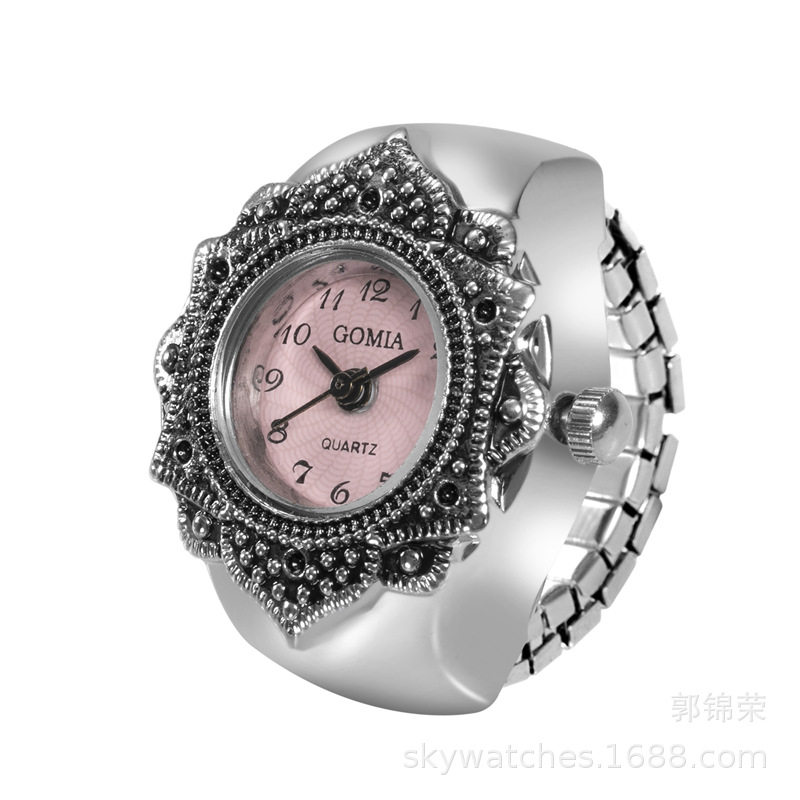 wish/速卖通/EB热销铆钉桃心复古八角戒指表爆款推荐手表批发