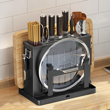 Kitchen Chopstick Holder Storage Rack Stainless Steel Chopstick Cage Household Integrated Chopstick Holder Knife Rack Storage Rack Wall-Mounted No Drilling Required