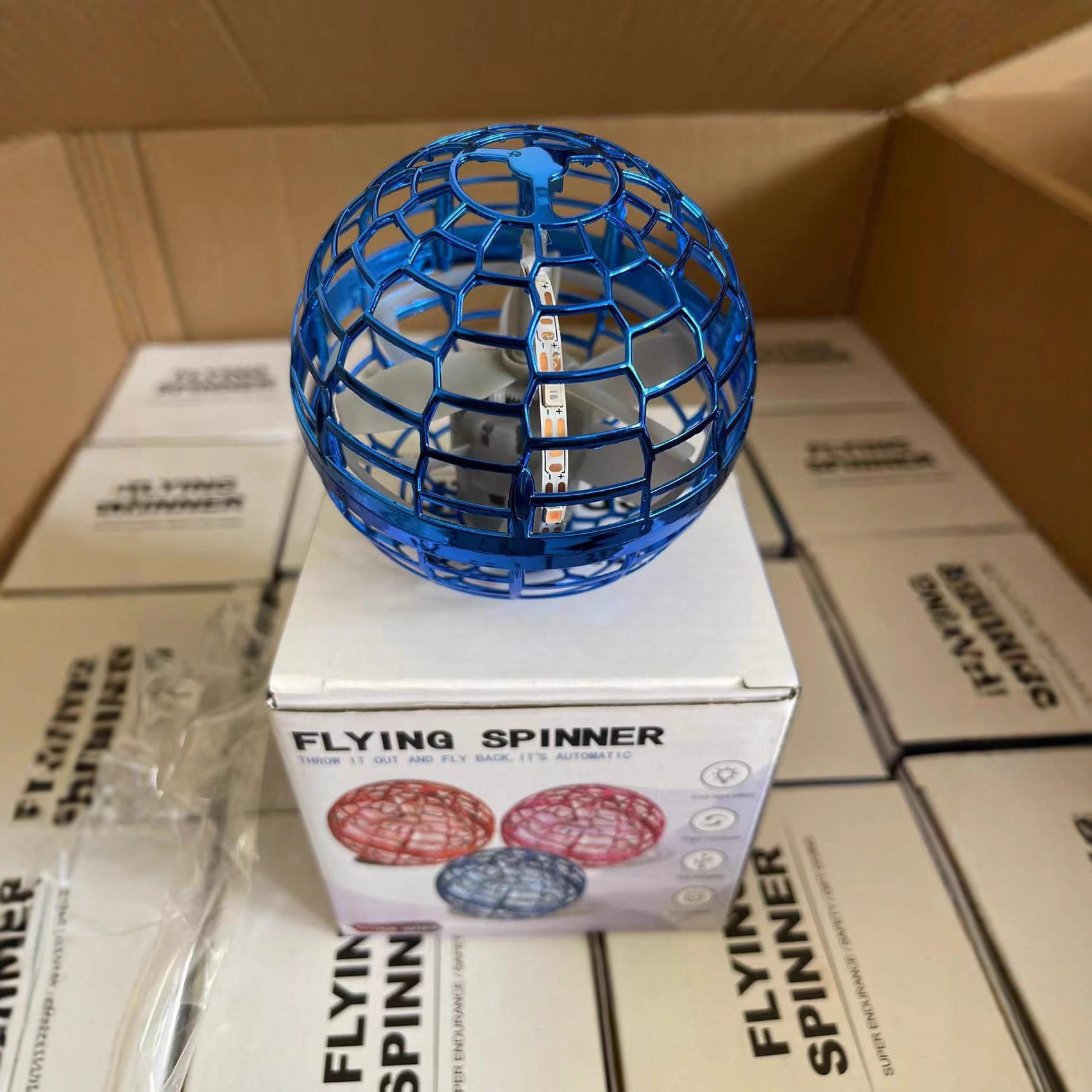 Cross-Border Same Style Induction Spinning Ball Magic Ufo Luminous Ball Magic Black Technology Fingertip Gyro Decompression Toy