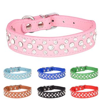 Cross-Border Pet Collar Rhinestone Pu Leather Plain Snake Pattern Metal Accessories Small and Medium Dog Supplies Dog Collar Factory