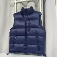 Cross-Border Am Ralph Lauren Embroidered Stand-Collar Vest for Men, Couple's Small Checkered Correct Version, Black