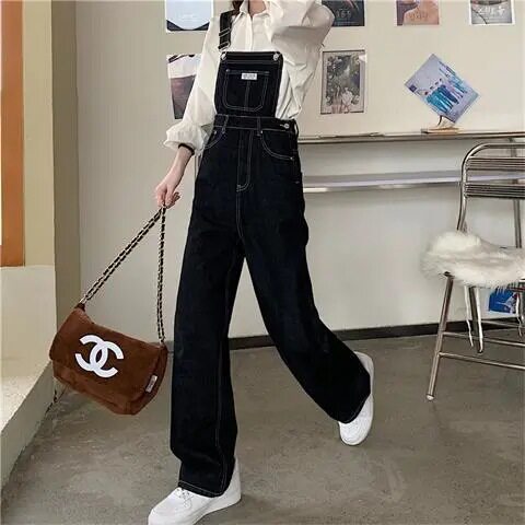 Womens Denim Jumpsuit Loose Fit Straight Leg Youthful Style Casual Wear for Spring and Autumn Wholesale Available