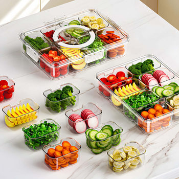 Cross-Border Transparent Eight-Compartment Fresh-Keeping Box Kitchen Refrigerator Fresh-Keeping Sealed Box Storage Box Food-Grade Divided Storage Box