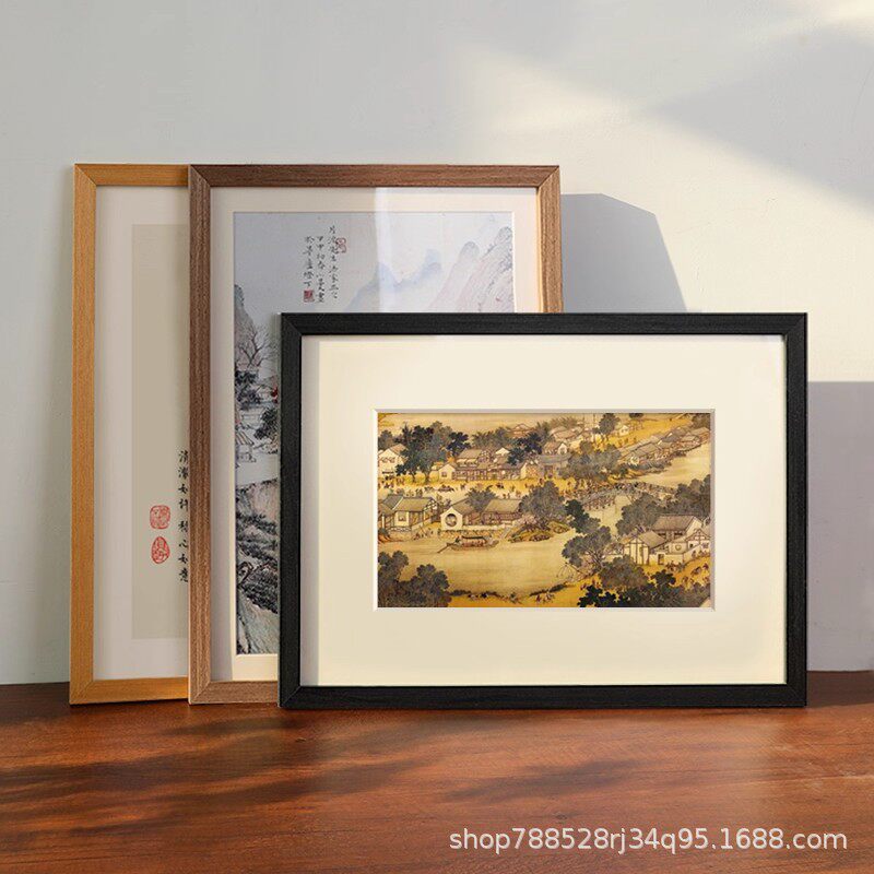 Solid Wood A4 Photo Frame Display Wall-Mounted Wooden A3 Cardboard Picture Frame Mounting Empty Frame Puzzle Mounting Frame Calligraphy Display Wholesale