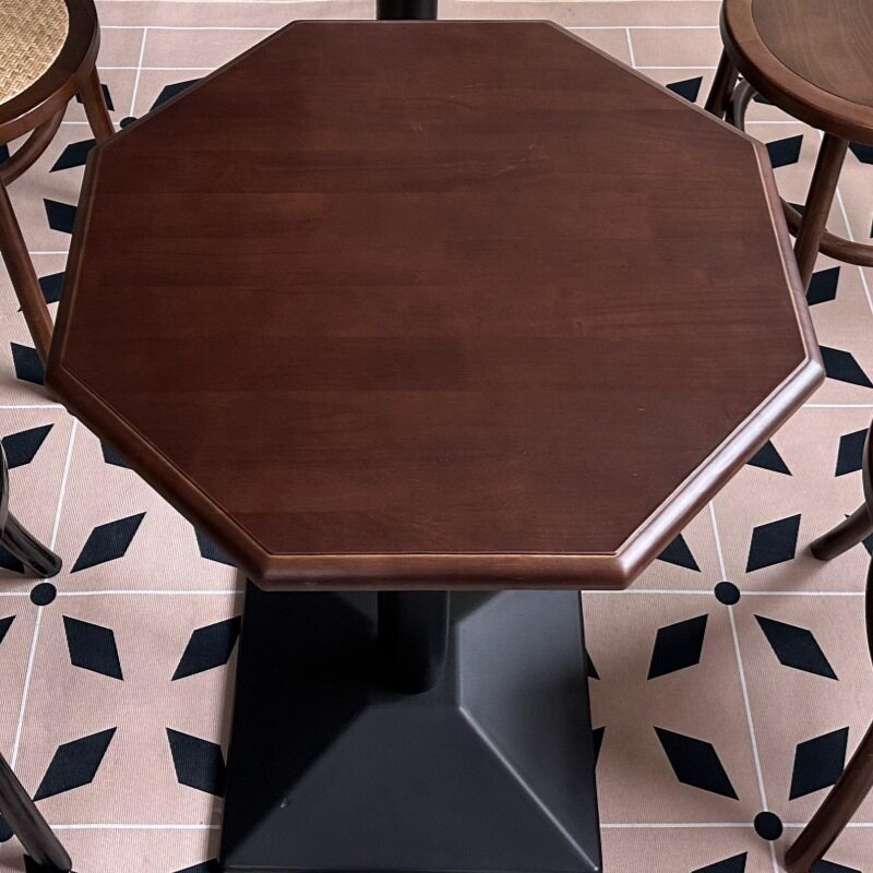 美式复古实木方形桌椅组合咖啡厅奶茶店甜品店西餐厅清吧商用桌子