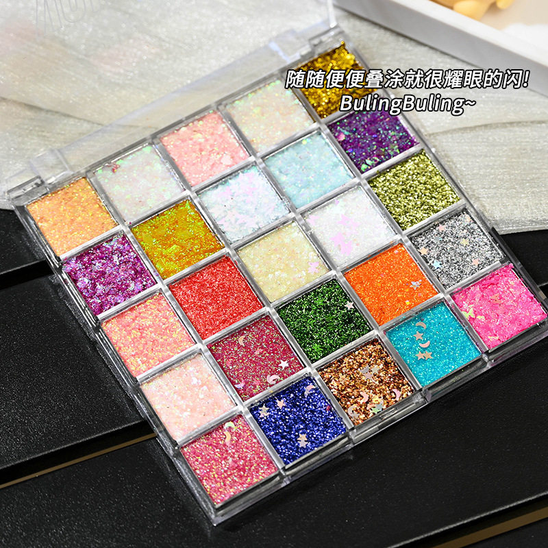 25 color mermaid sequins eye shadow burst shiny transparent earth color pearlescent matte student stage makeup wholesale