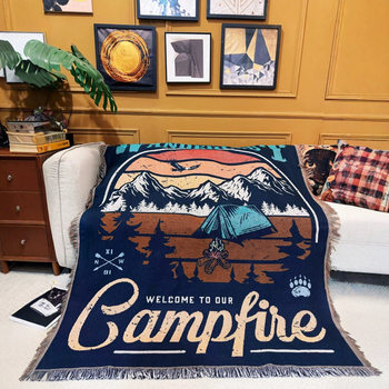 Foreign Trade Cotton Thread Woven Tapestry Camping Atmosphere Arrangement Room Bedroom Background Cloth Cabinet Cover Decorative Painting Handmade