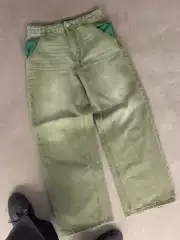 4Tothe9 Matcha Denim Matcha Green Jeans Straight Loose Baggy Jeans Export Long Pants