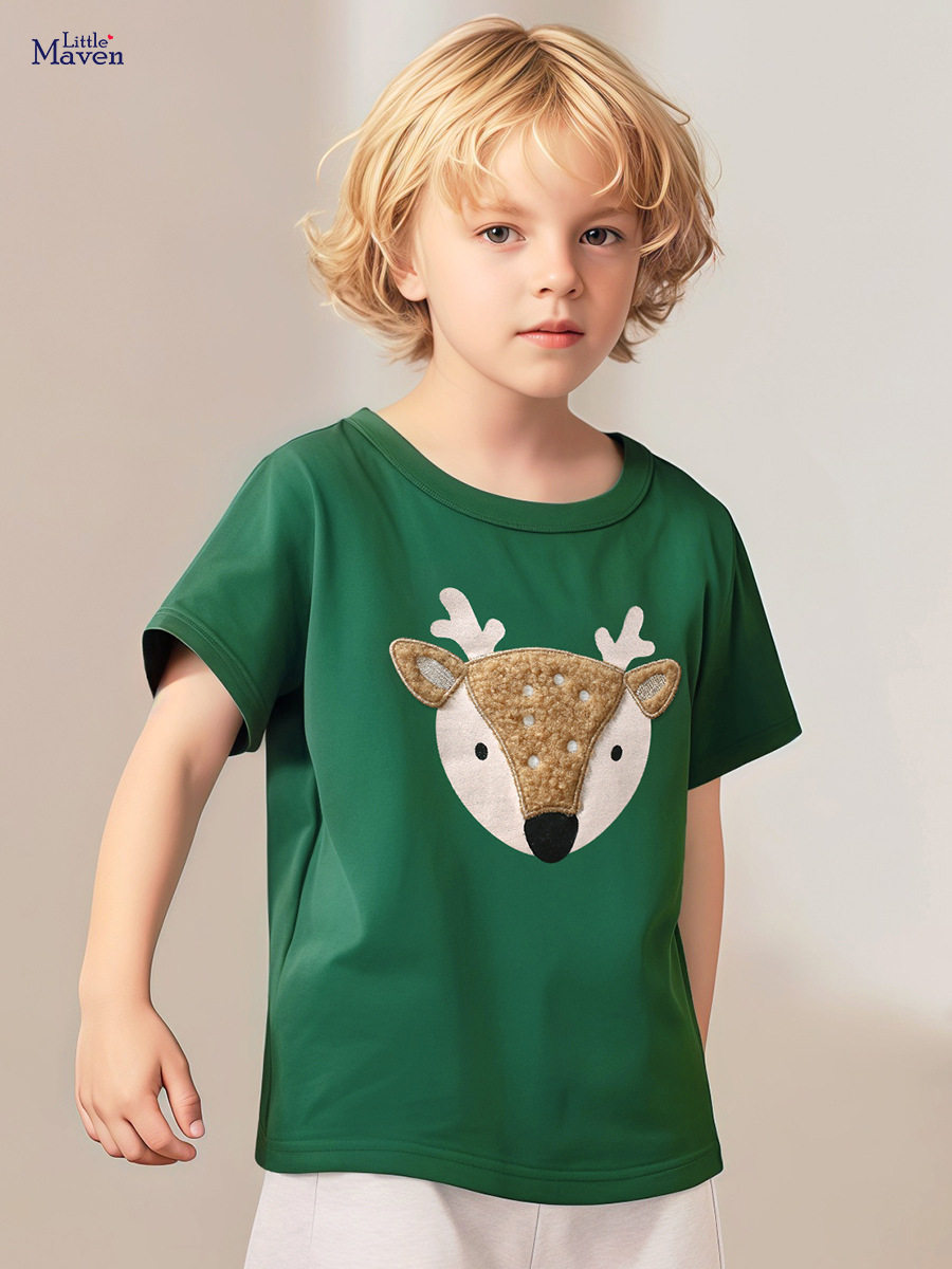 Kids' Summer Animal Print T-Shirt, Comfortable Cotton Top for Girls & Boys