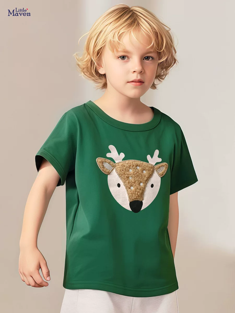 Kids' Summer Animal Print T-Shirt, Comfortable Cotton Top for Girls & Boys