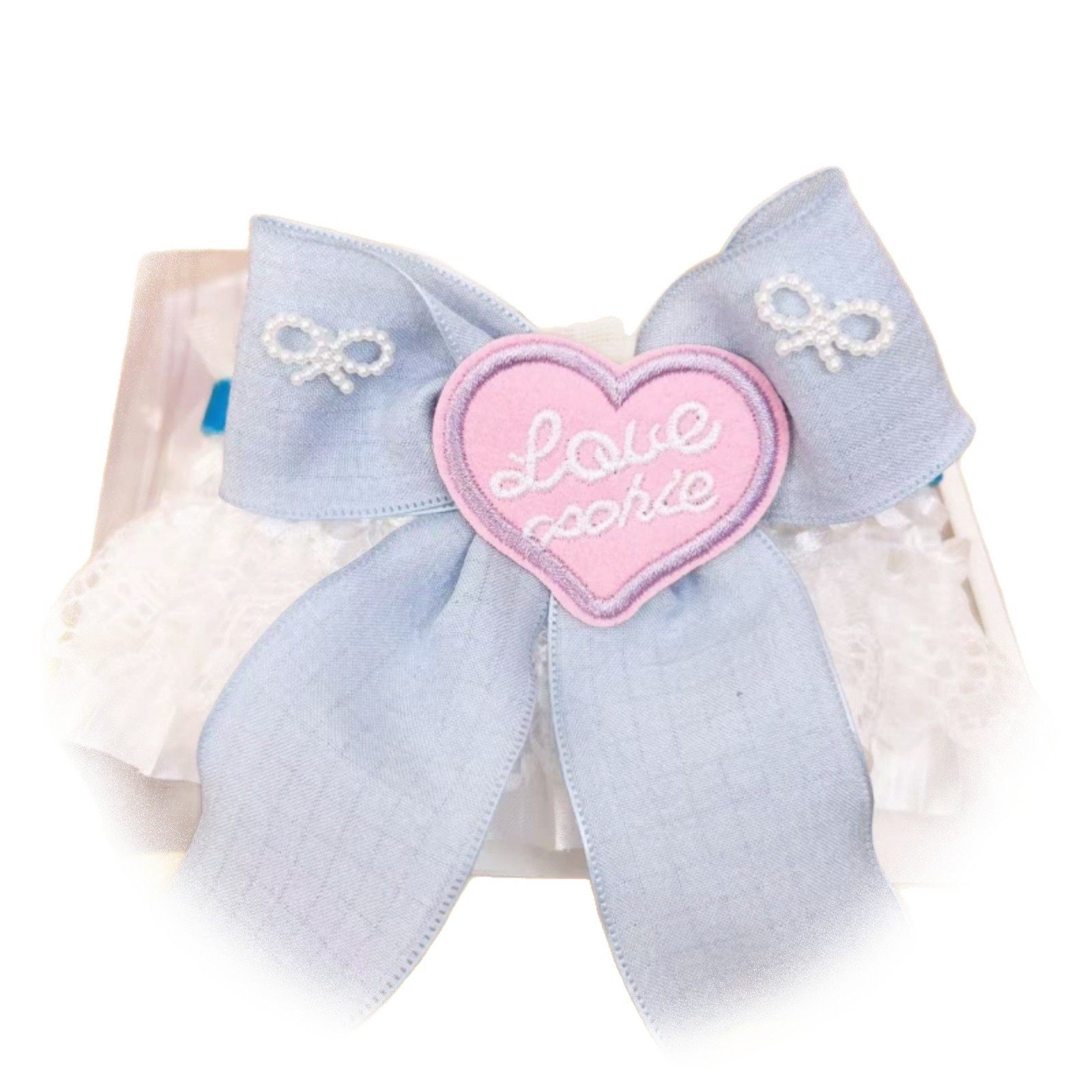 2025 Cross-Border Pet Cream Style Bow Love Collar Cat Lace Neck Collar Dog Collar Wholesale