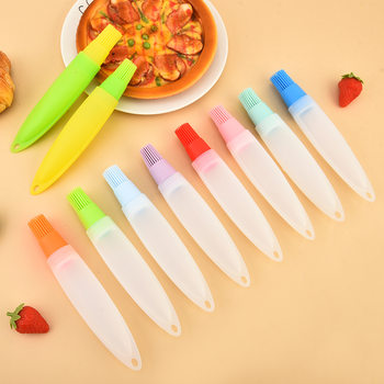 Pointed Oil Brush Pancake Oil Brush Silicone Integrated Oil Brush Kitchen Household High Temperature Resistant Barbecue Brush Sauce Brush