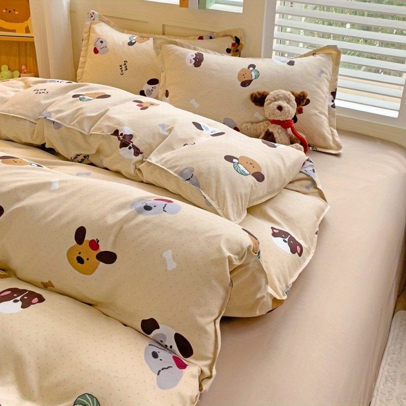 Nordic Ins Japanese-Style High-Value Double-Layer Haze Gray Duvet Cover Four-Piece Bedding Set Dormitory Three-Piece Set