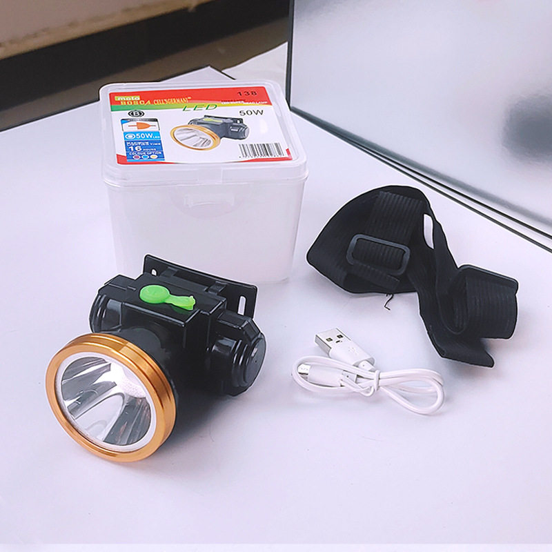 Cross-Border Strong Light Headlamp Led Ultra-Bright Long-Range Rechargeable Fishing Light Outdoor Lithium Battery Mini Head-Mounted Flashlight