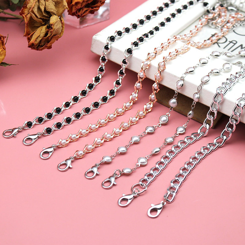 Metal sling rhinestone pearl shoulder strap new Hanfu shoulder strap accessories single row adjustable invisible shoulder strap