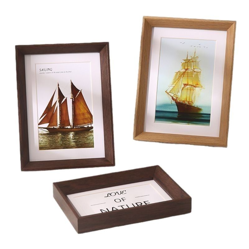 Photo Frame 6inch Photo Frame Display High-End 8inch 10inch Horizontal Frame Large Size Creative Simple Wooden Picture Frame