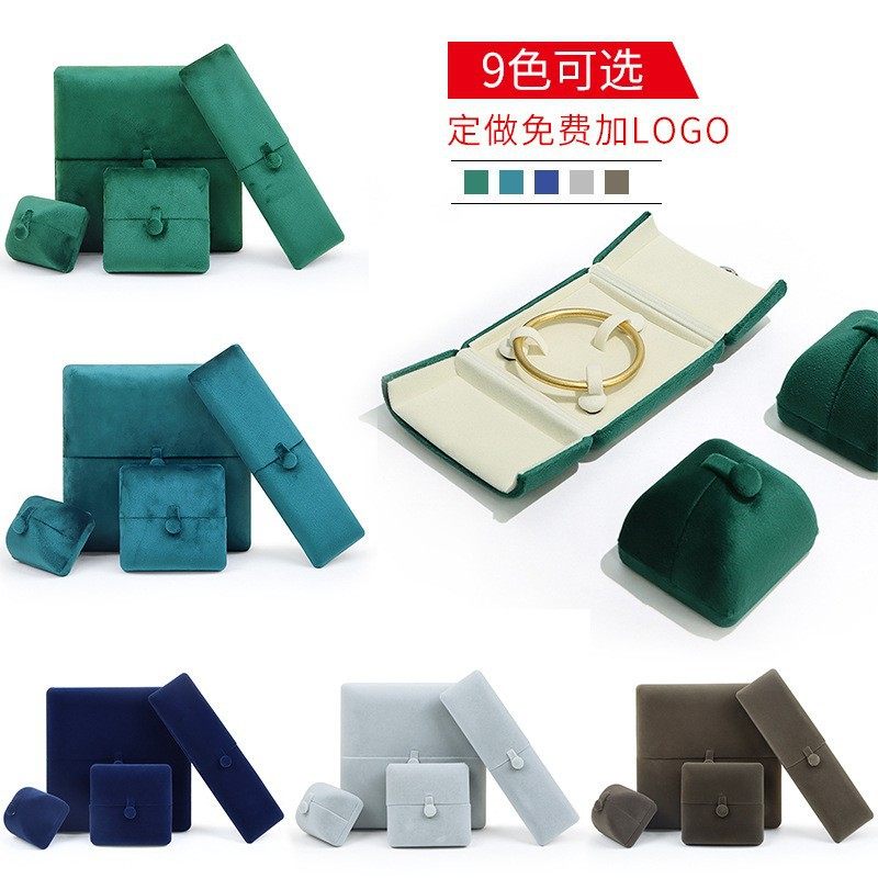 Jewelry Velvet Double-Open Ring Box Necklace Box Jewelry Box Packaging Box Earring Gift Box Bracelet Wholesale Pearl Box