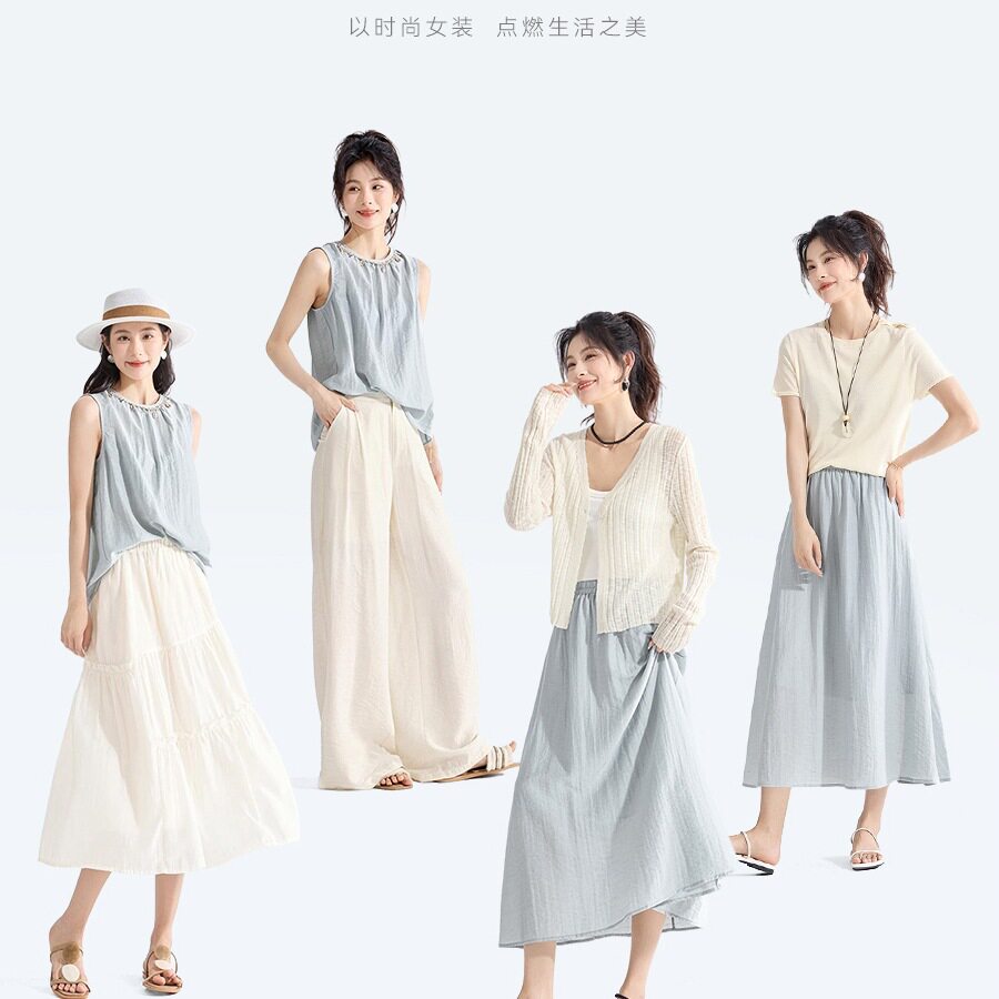 巨好看绝美衬衫半身裙两件套2025夏季亚麻洋气轻薄套装女