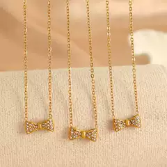 Europe and the United States cross-border hot-selling necklace loph geometric titanium steel bow small fragrance fashion Joker wholesale