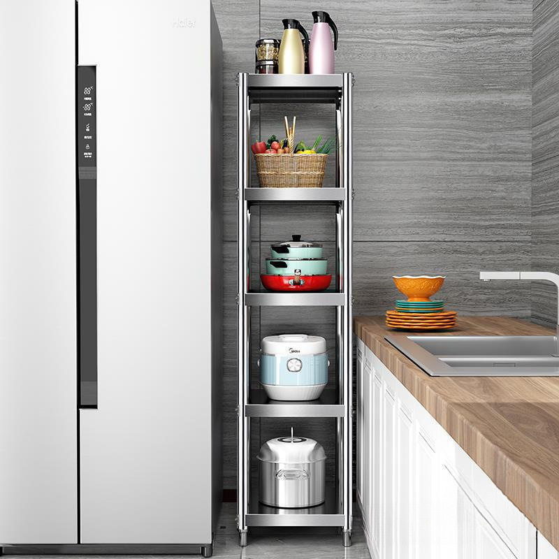 Stainless Steel Kitchen Sandwich Rack Floor-Standing Multi-Layer Household Microwave Storage Multi-Function Oven Pot Rack