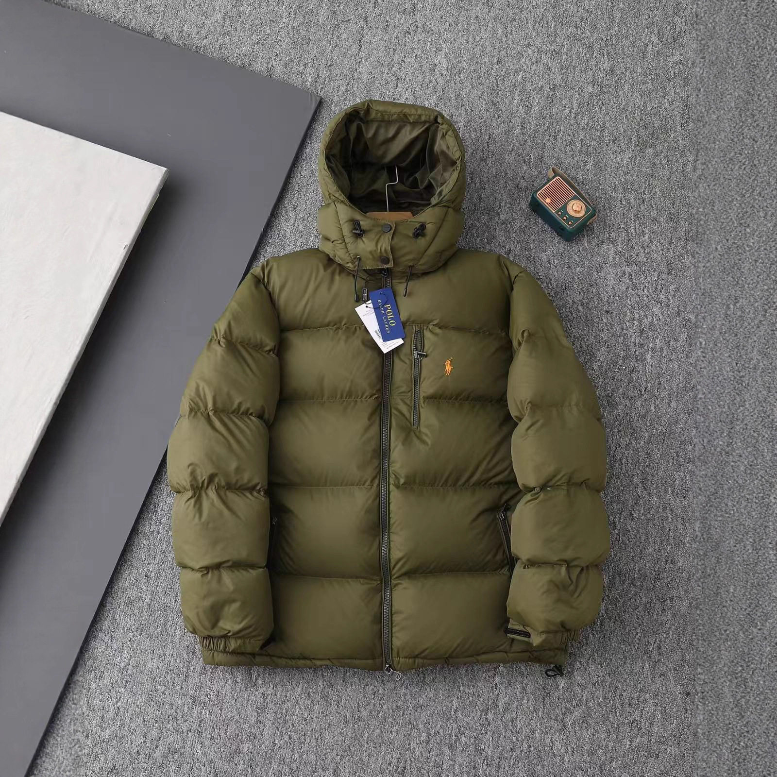 Ralph Lauren/Ralph Lauren Men's and Women's Winter down Jacket Removable Hood down Jacket Windproof and Waterproof