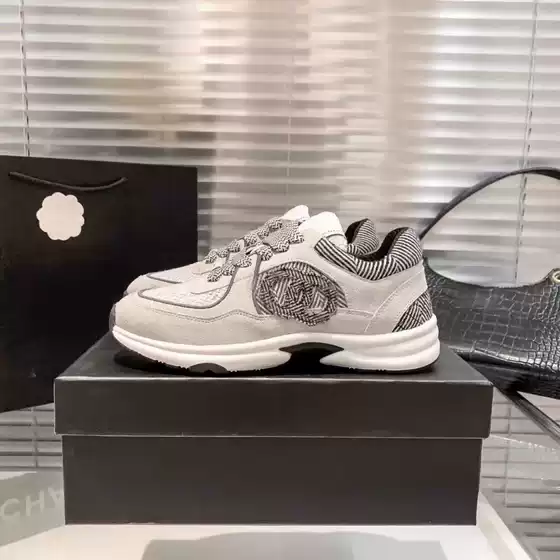 Chanel-Style Dad Sneakers for Women 2024 Spring New Trendy Classic Height-Increasing Thick-Soled Casual Sports Shoes Ins Fashion Shoes