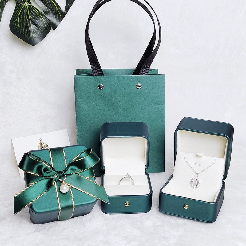 High-end Light Luxury Pu Leather Necklace Bracelet Watch Pair Ring Jewelry High-end Gift Packaging Empty Box Small and Exquisite