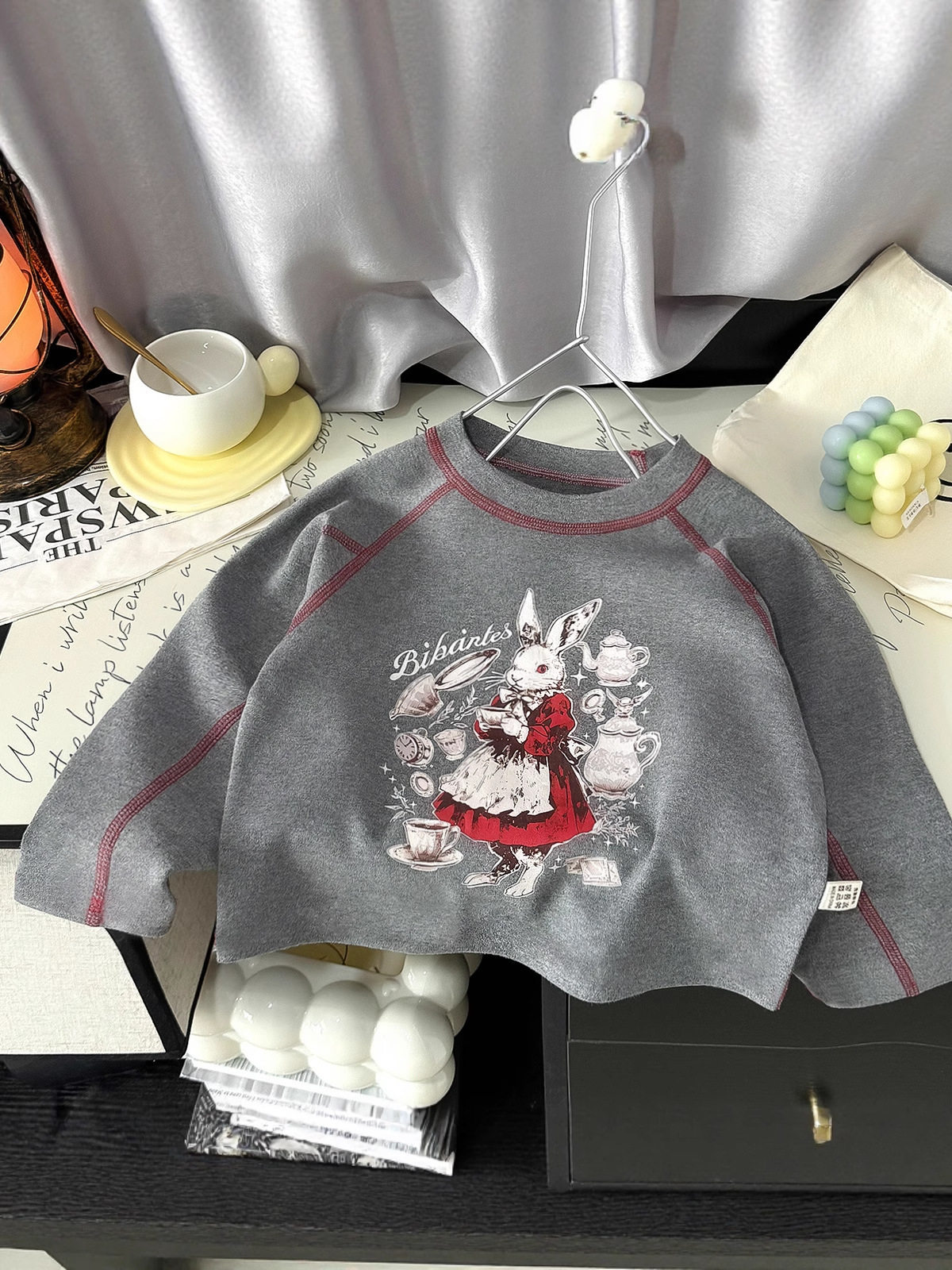 New Girls' Raglan Sleeve Undershirt, Versatile Minimalist Casual Seamless Long-Sleeve, Cartoon Printed Base Layer