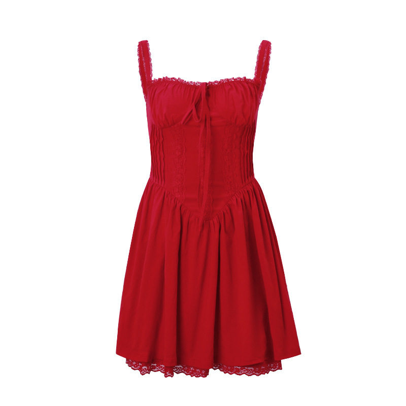French Court Style Sexy Corset Tie Strap Dress Autumn Collection Elegant and Chic for Special Occasions Wholesale