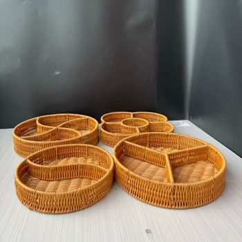 Imitation Rattan Hand-Woven Basket Snack Snack Compartment Basket Storage Basket Bread Basket Living Room Fruit Plate Dried Fruit Storage Basket