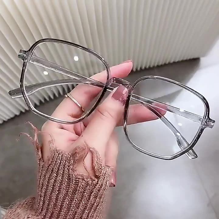 New Polygon Cyber Red Glasses Frame Fashion Anti-blue Glasses Red Riding Book with Myopia Finished Products Wholesale