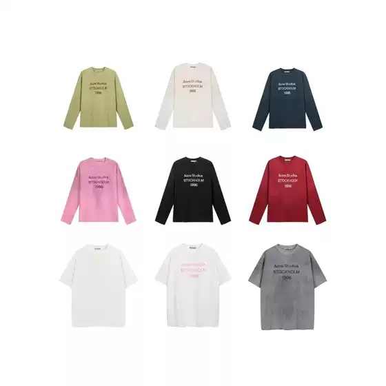 Cross-Border Exclusive Supply of European and American Style High-Weight Unisex Pure Cotton Double Yarn Long-Sleeve Letter Print T-Shirt