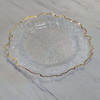 High-end Bronzing Edge Hotel Wedding Western Food Mat plate Decorative plate Fruit plate charger plate