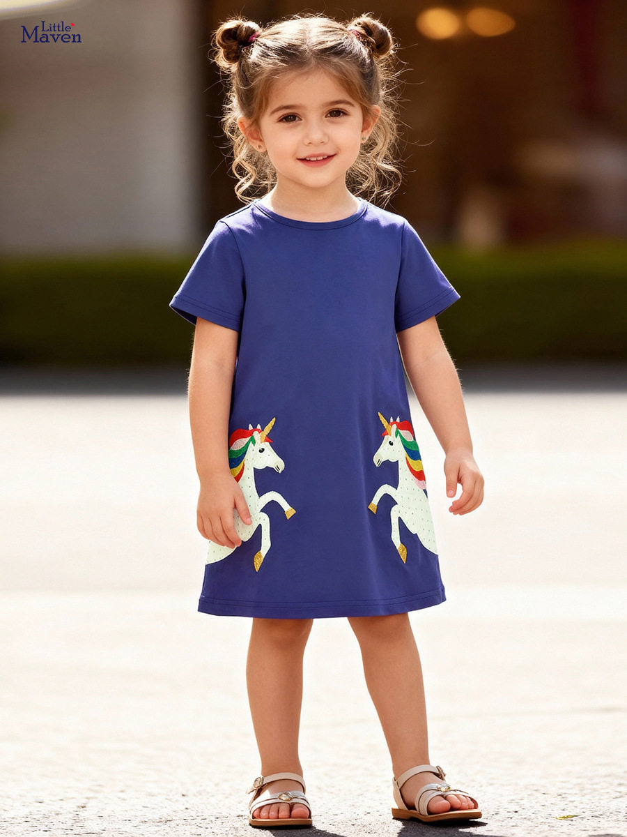 [Style] Girls' Short-sleeve Dress, Summer Toddler & Kids' Skirt, Baby Cartoon Princess Dress