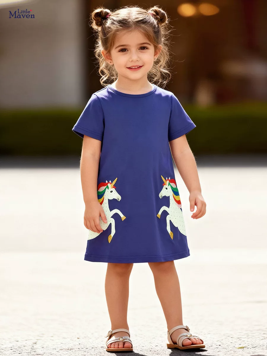 [Style] Girls' Short-sleeve Dress, Summer Toddler & Kids' Skirt, Baby Cartoon Princess Dress