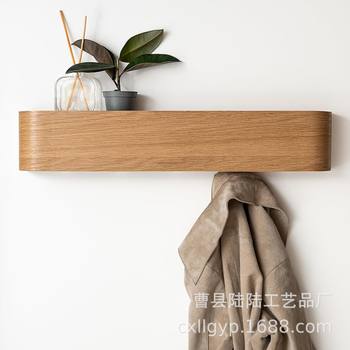 Wall-Mounted Clothes Hanger for Home Living Room Entrance Clothes Hanger Walnut Wall Coat Hook Veneer Clothes Hanger
