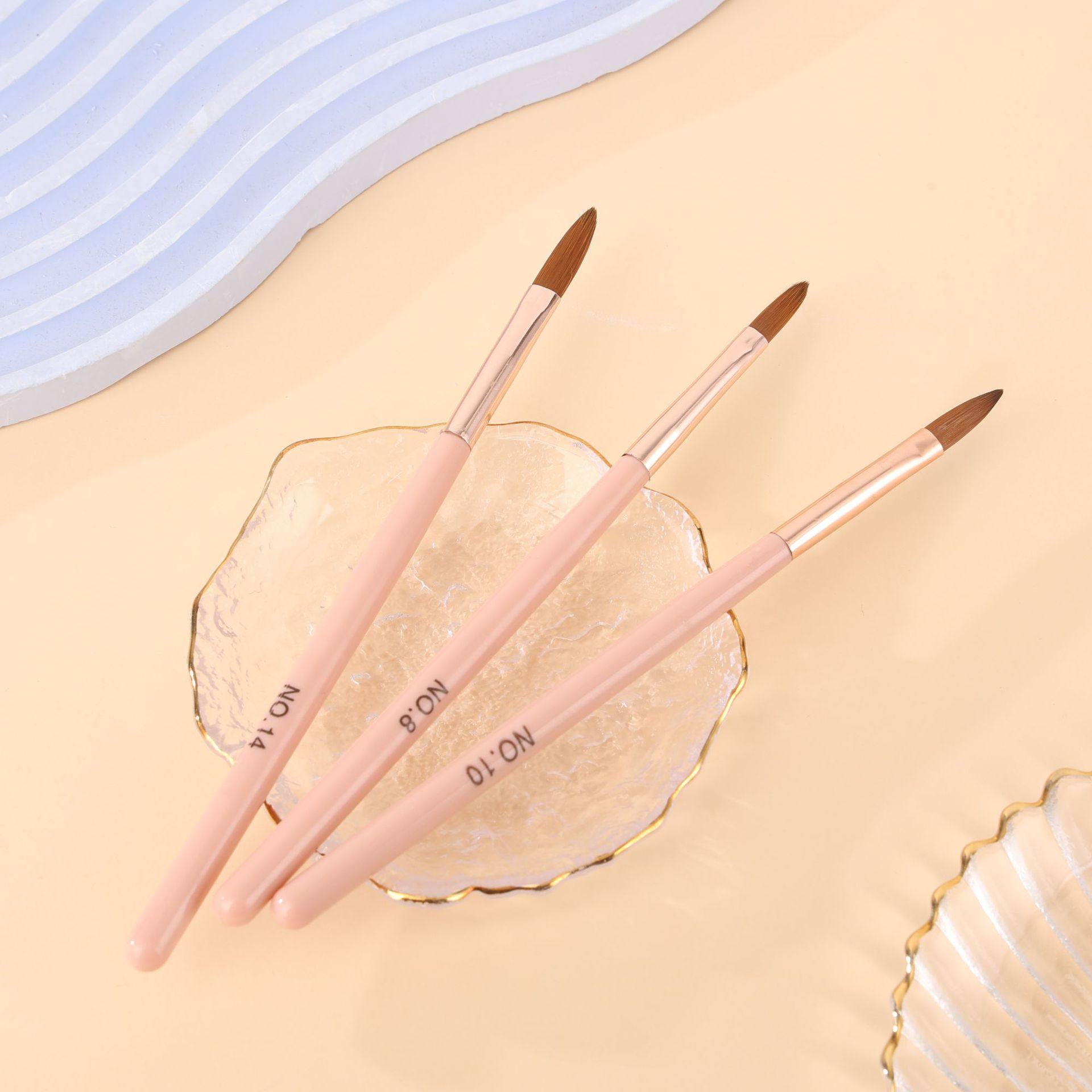 Nail Art Pen Crystal Pen Plastic Rod 3-Piece Set Painted Pen Carving Pen Silver Head Nail Brush Crystal Pen Set