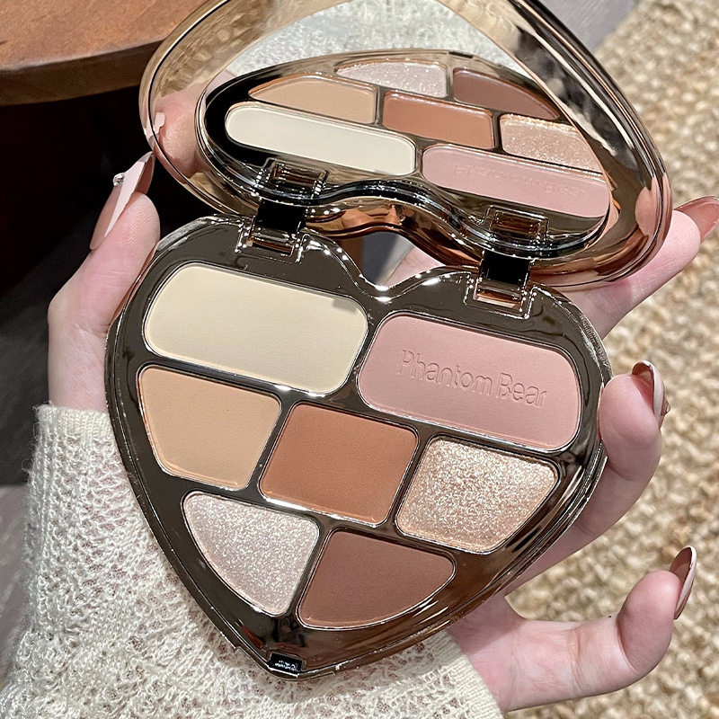 Phantom Bear Peach Heart Seven Color Eyeshadow Palette 7 Color Glitter Pearlescent Matte Maillard Eyeshadow Douyin Live 219
