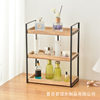 Simple Wooden Desktop Three-Layer Bathroom Storage Rack Skin Care Product Storage Rack Iron Wood Combined with Debris Storage Rack