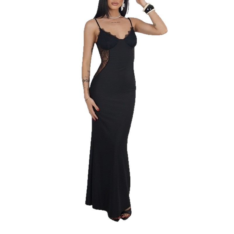 Lace Cami Dress Elegant Design Slim Fit Solid Color Summer Fashion Perfect for Parties and Events Wholesale