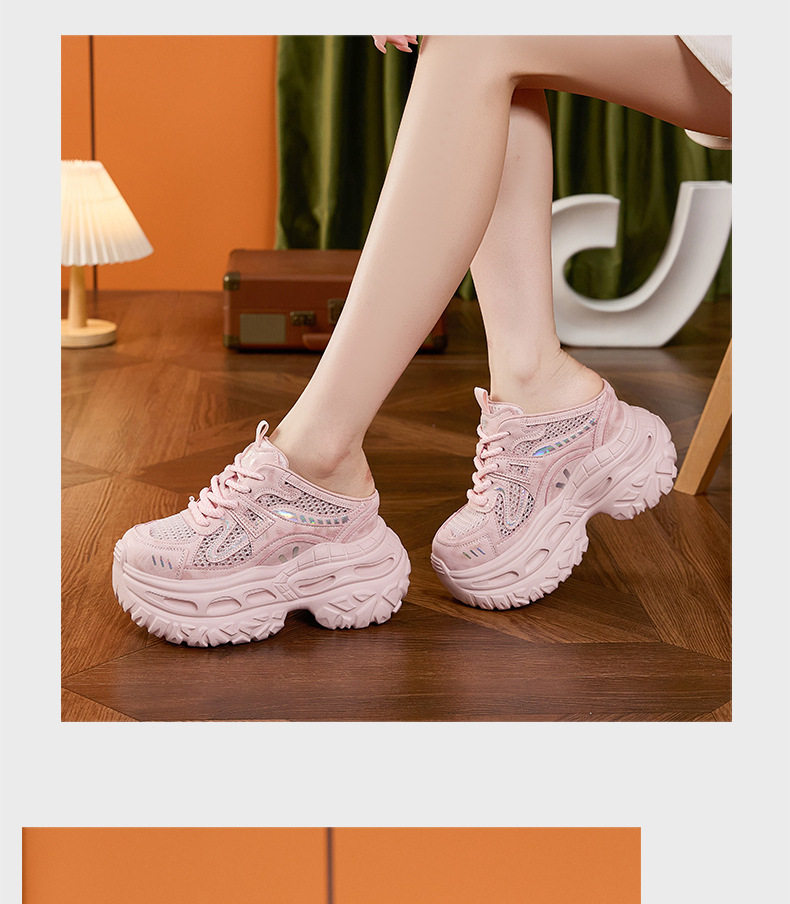 Sandal cao gót nữ hở mũi quai ngang đế dày, gót siêu cao 8 cm, phong cách trẻ trung — Trắng, Xám, Hồng chi tiết 15