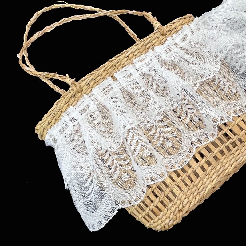 White I-shaped lace double-layer wooden ear trim clothing skirt lace European and American clothing accessories manufacturer