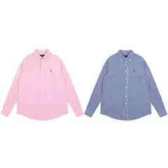 Scannable Rl Striped Plaid Pony Embroidered Shirt Long-Sleeved Loose Fashion Top